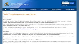 Traffic Tickets/Infractions Amnesty Program - DMV - CA.gov