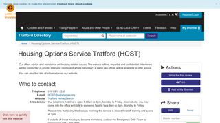 Housing Options Service Trafford (HOST) | Trafford Directory