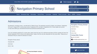 Navigation Primary School: Admissions