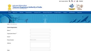 Online Registration | Telecom Regulatory Authority of India