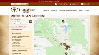 Offices & ATM Locations - TrailWest Bank