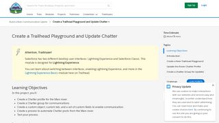 Create a Trailhead Playground and Update Chatter Unit | Salesforce