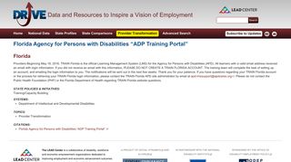 Florida Agency for Persons with Disabilities “ADP Training Portal ...