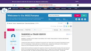 WARNING re TRAIN GENIUS - MoneySavingExpert.com Forums
