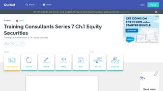 Training Consultants Series 7 Ch.1 Equity Securities Flashcards | Quizlet