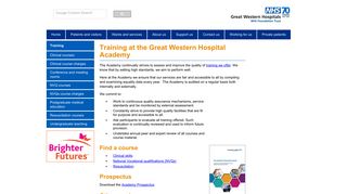 Training - Great Western Hospitals NHS Foundation Trust