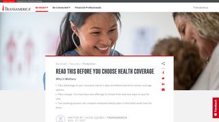 Read This Before You Choose Health Coverage | Transamerica ...