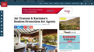 Air Transat & Karisma's Bonbon Promotion for Agents. | TravelPulse