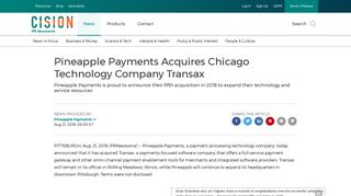 Pineapple Payments Acquires Chicago Technology Company Transax