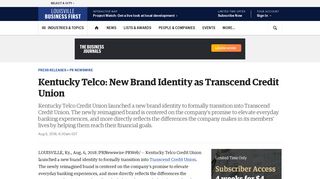 Kentucky Telco: New Brand Identity as Transcend Credit Union ...