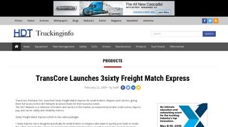 TransCore Launches 3sixty Freight Match Express - Products ...
