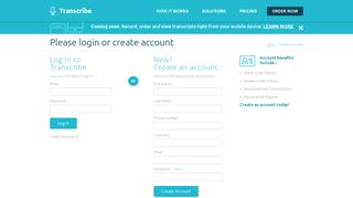 Login / Create Account - Transcribe.com