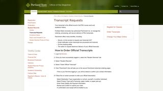 Portland State Office of the Registrar | Transcript Requests