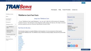 TRANServe Card Fast Facts | US Department of Transportation