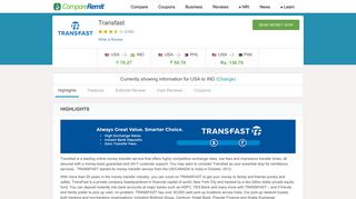 Transfast Remittance Money Transfer - CompareRemit