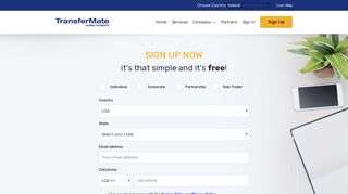 Sign up now - its that simple and its free! - TransferMate