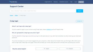 TransferWise Help | 2-step login
