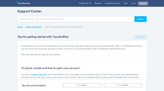 TransferWise Help | Tips for getting started with TransferWise