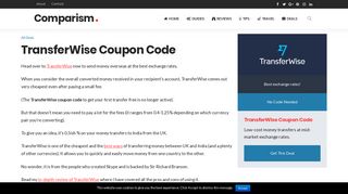 TransferWise Coupon Code 2018 - First Transfer FREE - Comparism