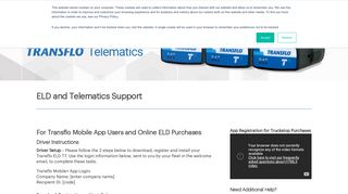 Support For Transflo Mobile App Users and Online ELD Purchases