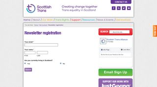 Newsletter registration — Scottish Trans Alliance