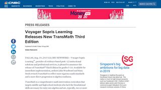 Voyager Sopris Learning Releases New TransMath Third Edition