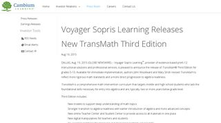 Voyager Sopris Learning Releases New TransMath Third Edition ...