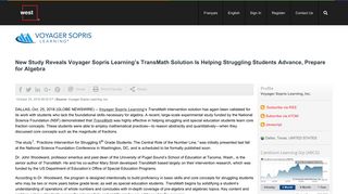 New Study Reveals Voyager Sopris Learning's TransMath Solution Is ...