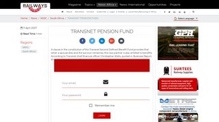 TRANSNET PENSION FUND | Railways Africa