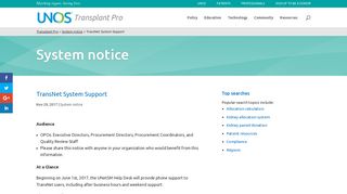 TransNet System Support | Transplant Pro