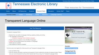 Transparent Language Online | Tennessee Electronic Library