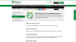 Checking your SmartRider balance - Transperth