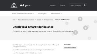 Check your SmartRider balance | Western Australian Government