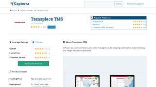 Transplace TMS Reviews and Pricing - 2019 - Capterra