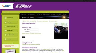 VDOT :: Login Page - E-ZPass