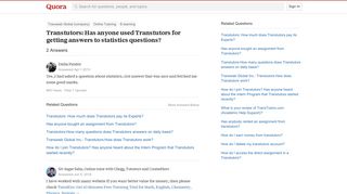 Transtutors: Has anyone used Transtutors for getting answers to ...
