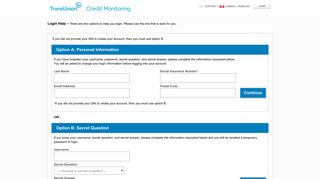 Login Help - TransUnion Credit Monitoring
