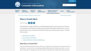 Place a Fraud Alert | Consumer Information
