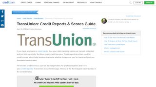 TransUnion: Credit Reports & Scores Guide - Credit.com
