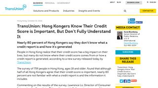 TransUnion: Hong Kongers Know Their Credit Score is Important, But ...