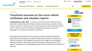 TransUnion launches on-the-move vehicle verification and valuation ...