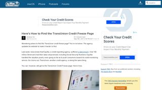 Here's How to Find the TransUnion Credit Freeze Page - The Mac ...