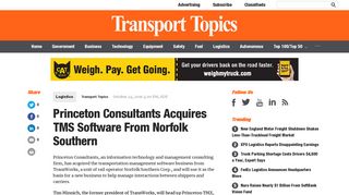 Princeton Consultants Acquires TMS Software From Norfolk Southern
