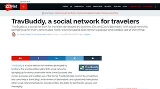 TravBuddy, a social network for travelers | ZDNet