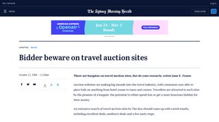 Bidder beware on travel auction sites - Sydney Morning Herald