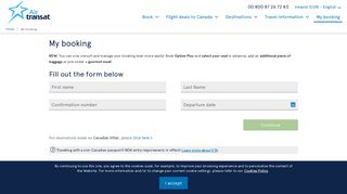 Manage my booking | Air Transat