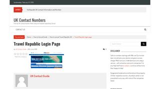 Travel Republic login page - UK Contact Numbers