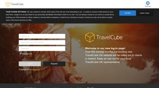 TravelCube UK — Login Page