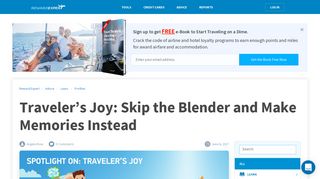 Traveler's Joy: Skip the Blender and Make Memories Instead