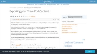 Exporting your TravelPod Content - Travellerspoint Travel Forums